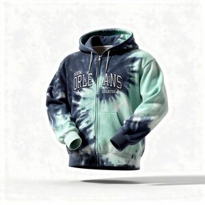 Dreamsicle Blue & Green Tie Dye New Orleans Zip Up Sweater Boys Size M